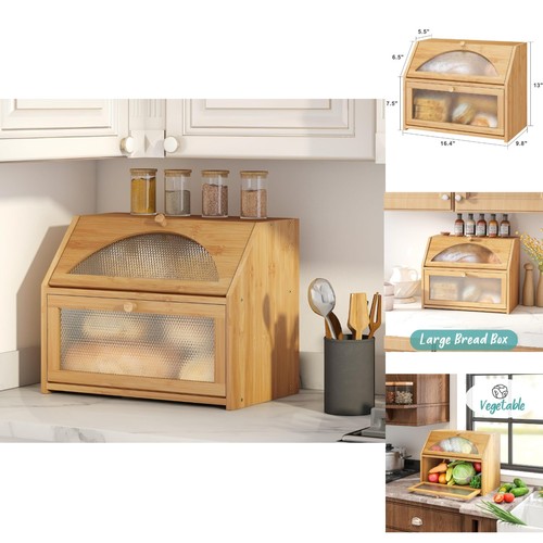 Bamboo wood bread box - bread,