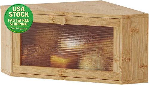 Corner bread box bamboo - box, wood