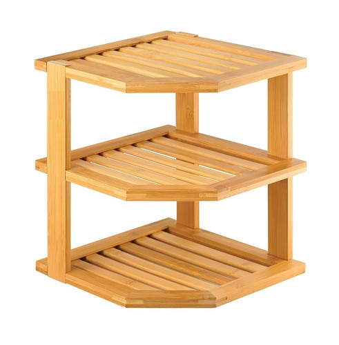 Bamboo corner plate rack - bamboo,