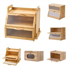1/2 Tier Bamboo Wood Bread Bin