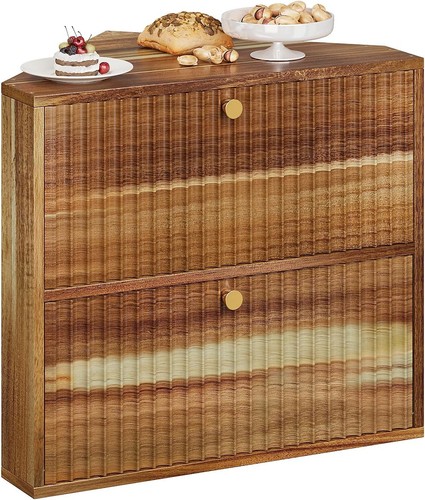 Acacia corner bread box - acacia,