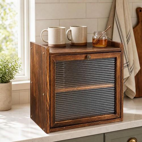 Farmhouse wooden bread box - farmhouse,