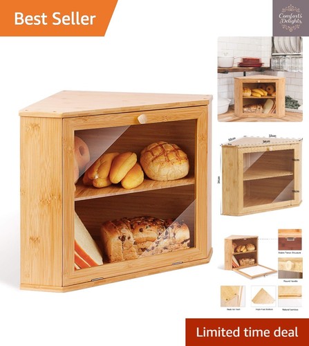 Rustic bamboo corner bread box - corner,