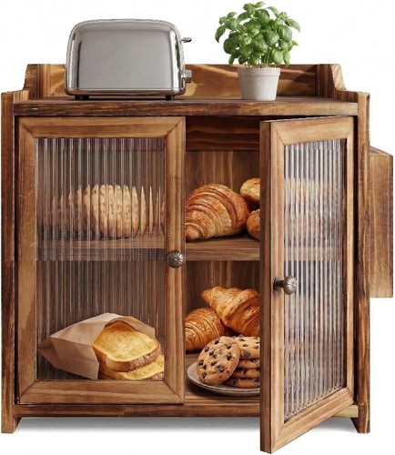 Farmhouse wooden bread box - wooden,