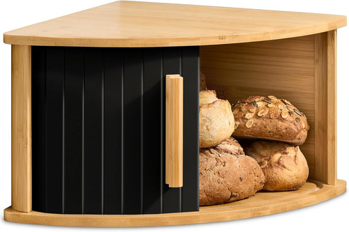 Corner wooden bread bin - corner,