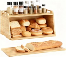 Bamboo Bread Bin with Cutting