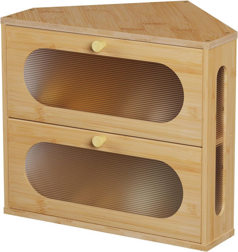 Corner bamboo bread box space - bread, box,