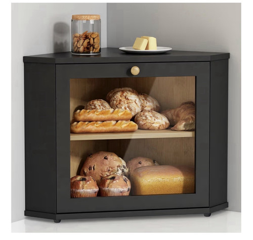 Black bamboo bread bin tier - bread,