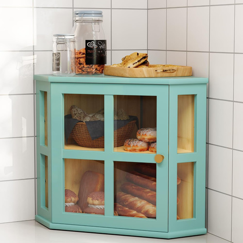 Bamboo corner bread box - bamboo,