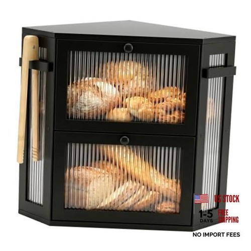 Black corner bread box for - corner,