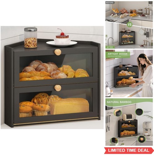 Corner bread box bamboo - box,
