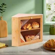 Corner Bamboo Bread Bin Double